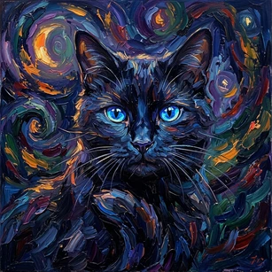 Black cat with blue eyes