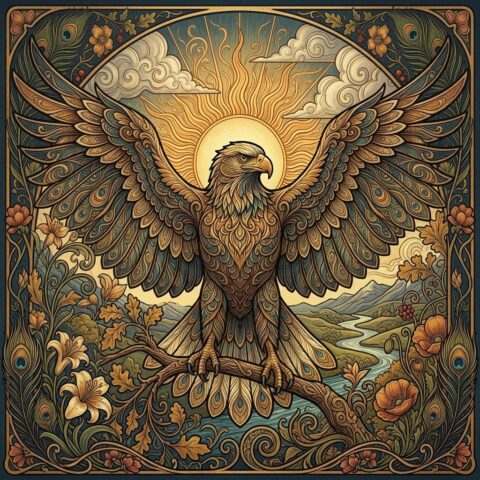 Eagle with spread wings