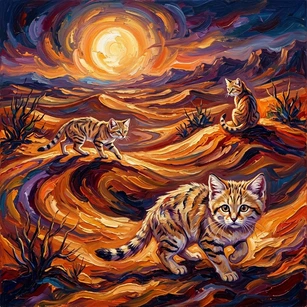 Three sand cats in desert 20261020010211 1